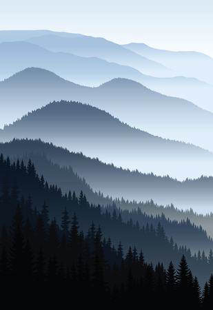 vector blue morning in mountainsのイラスト素材