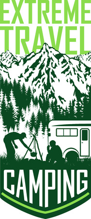 Vector camping travel flayer illustrationのイラスト素材