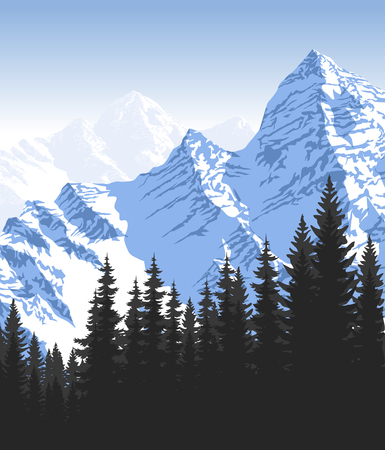 Morning in beautiful mountainsのイラスト素材