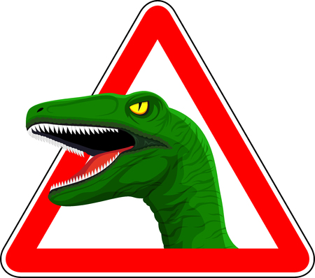 vector sign with raptor dinosaur illustrationのイラスト素材