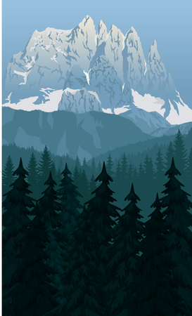 vector morning in beautiful mountainsのイラスト素材