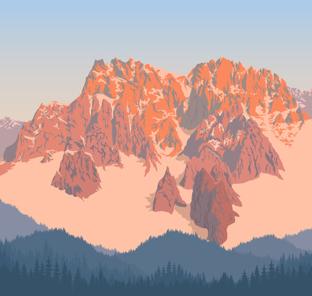 Morning in beautiful mountains.のイラスト素材