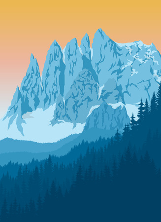 Morning in beautiful mountains.のイラスト素材