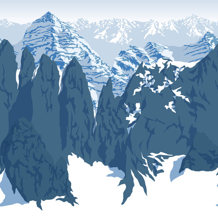 A vector Himalaya alps mountains background texture seamless patternのイラスト素材