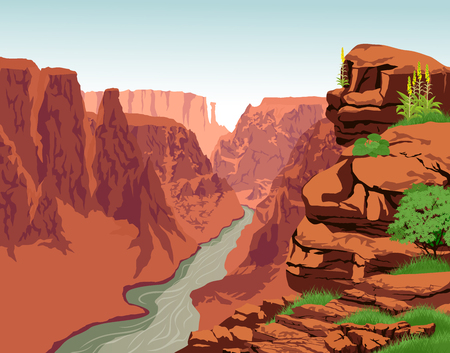 Vector Colorado river in Grand Canyon National Parkのイラスト素材