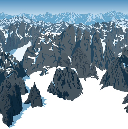 Vector Swiss alps mountains background texture seamless pattern.のイラスト素材