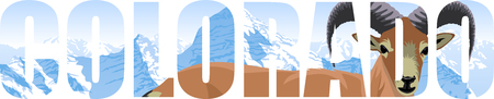 vector Colorado - American state word with bighorn sheep and mountainsのイラスト素材