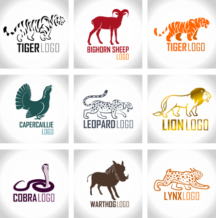 vector set of animals icon emblems labelsのイラスト素材