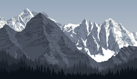 Alps mountain landscape at Europe Switzerlandのイラスト素材