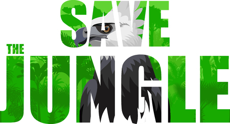 Green save the jungle vector illustration with a birdのイラスト素材