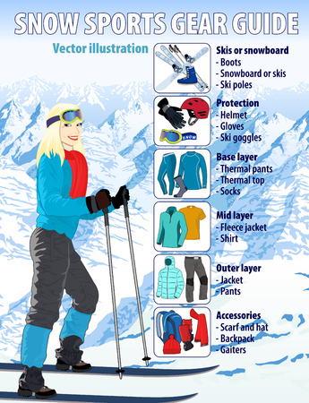 Winter snow sports gear guide infographicのイラスト素材