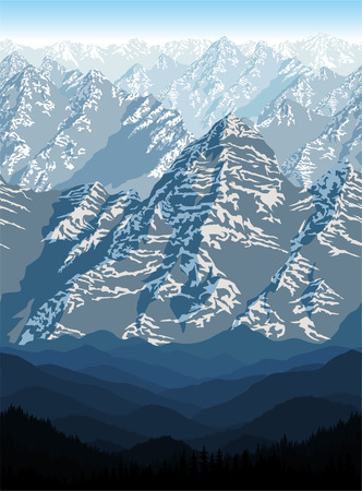 mountains forest background texture seamless patternのイラスト素材