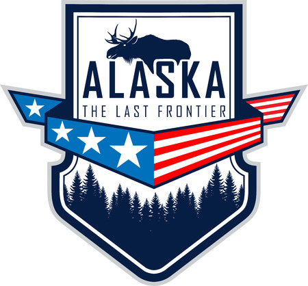 Alaska forest and mooseのイラスト素材