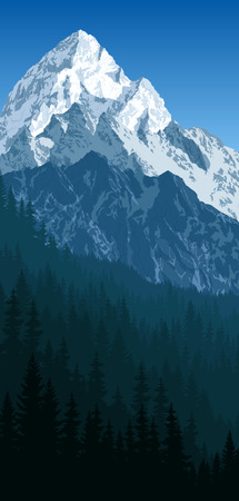 vector morning in winter mountainsのイラスト素材