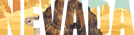 vector Nevada - American state word with Desert Tortoiseのイラスト素材