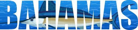 vector illustration of bahamas with swordfish Atlantic blue marlinのイラスト素材