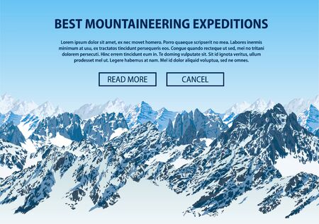 Vector climbing and mountaineering background theme, Trekking, hiking, and mountaineering illustration. Extreme travel expeditions outdoor trip concept.のイラスト素材