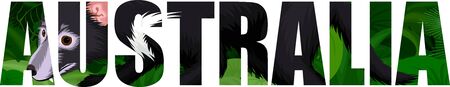 vector Australia word with tasmanian devilのイラスト素材