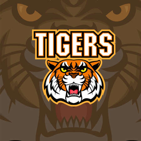 vector angry tiger face sport emblemのイラスト素材