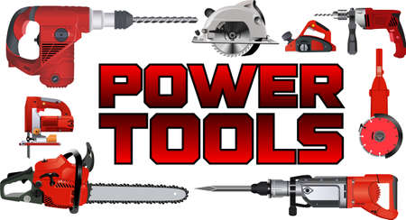 vector set of red power toolsのイラスト素材