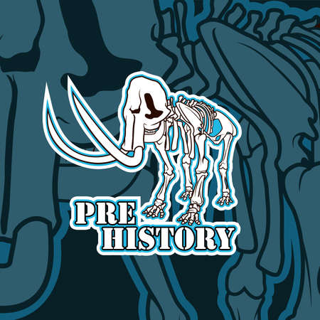 Vector prehistoric skeleton of mammoth emblem illustrationのイラスト素材