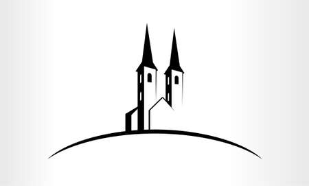 Vector Illustration of a Church   emblemのイラスト素材