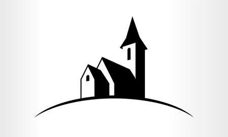 Vector Illustration of a Church   emblemのイラスト素材