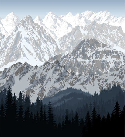 Alps mountain landscape at Europe Switzerlandのイラスト素材