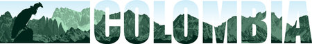 Vector panorama with Andean condor and mountains - Colombia, South Americaのイラスト素材