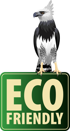 Vector Eco Sticker with harpy eagleのイラスト素材
