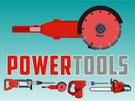 Vector illustration with grinder circle saw and Different Power Toolsのイラスト素材