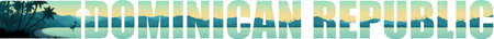 vector panorama of Dominican Republic with beach and spoonbill