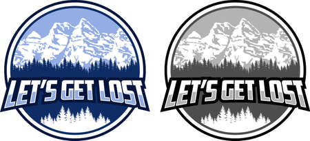 vector keychain with mountain and forest  labelのイラスト素材