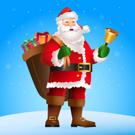 Santa Ringing Golden Bellのイラスト素材