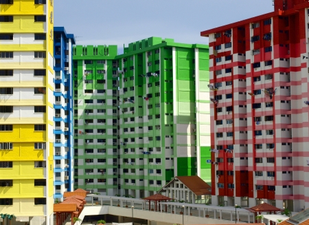 Brightly coloured public housingの写真素材