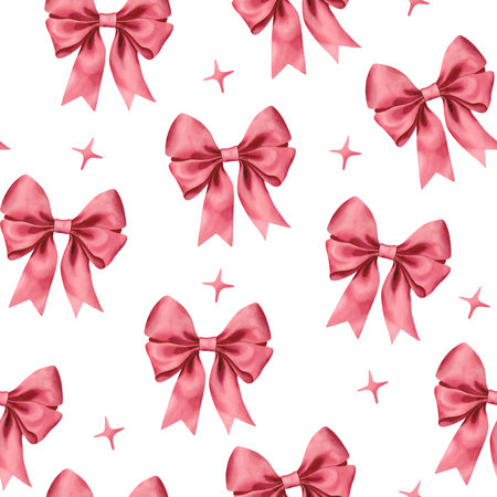 Seamless pattern with watercolor hand drawn bows. For print and textile designの写真素材
