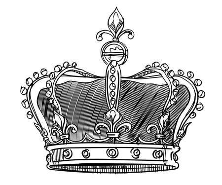 Crown king throne diamond hand drawn sketches white isolation background with flat style vector design illustrationのイラスト素材