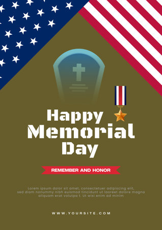 Vector realistic usa memorial day with himalaya color background poster designのイラスト素材