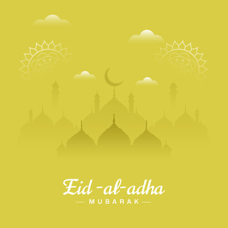Vector eid al adha mubarak bakrid festival with mandala and mosqueのイラスト素材