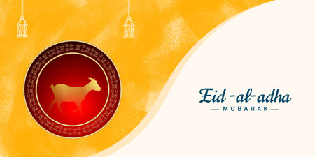 Vector eid al adha bakrid festival banner design with water colorのイラスト素材