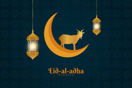 Vector eid al-adha greeting card for muslim template design with patternのイラスト素材