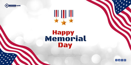 Vector flat memorial day new template design with bokeh effectのイラスト素材