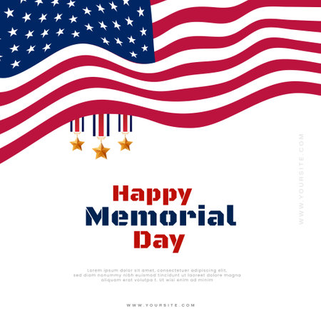 Vector usa flag memorial day white color background new post designのイラスト素材