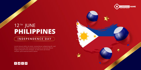 Vector gradient philippines independence day celebration illustration new designのイラスト素材