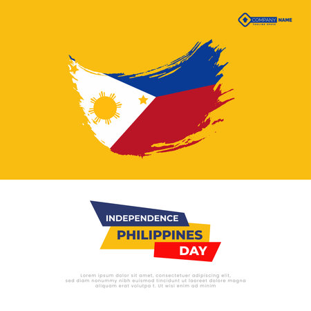 Vector brush stroke philippines flag with celebration independence day social media postのイラスト素材