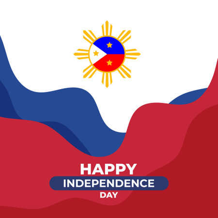 Vector philippine independence day hand drawn illustration post designのイラスト素材