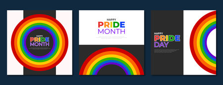 Vector happy pride month social media template three new designsのイラスト素材