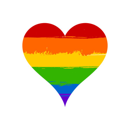 Vector pride flag in heart shape with white background and text spaceのイラスト素材