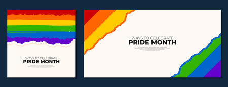 Vector pride month wishing banner  and greeting post template design with paper cut style Vector fileのイラスト素材