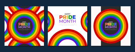 Happy pride month social media wishing or greeting card template three designs Vector fileのイラスト素材